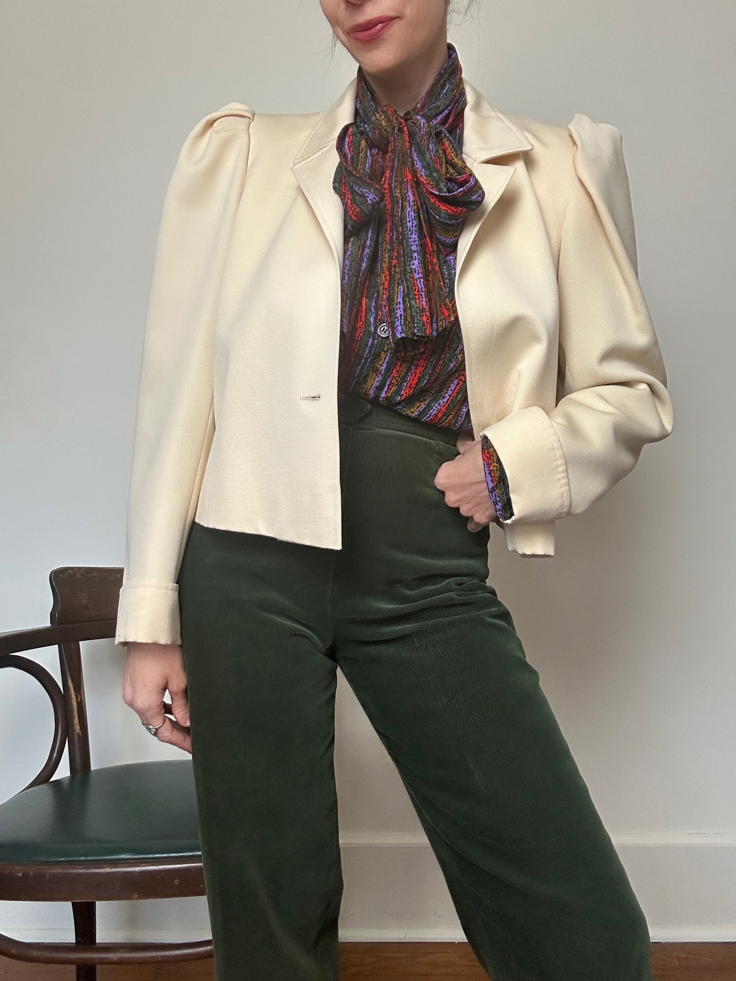 1970s Yves Saint Laurent Rive Gauche Silk Pussy Bow Blouse