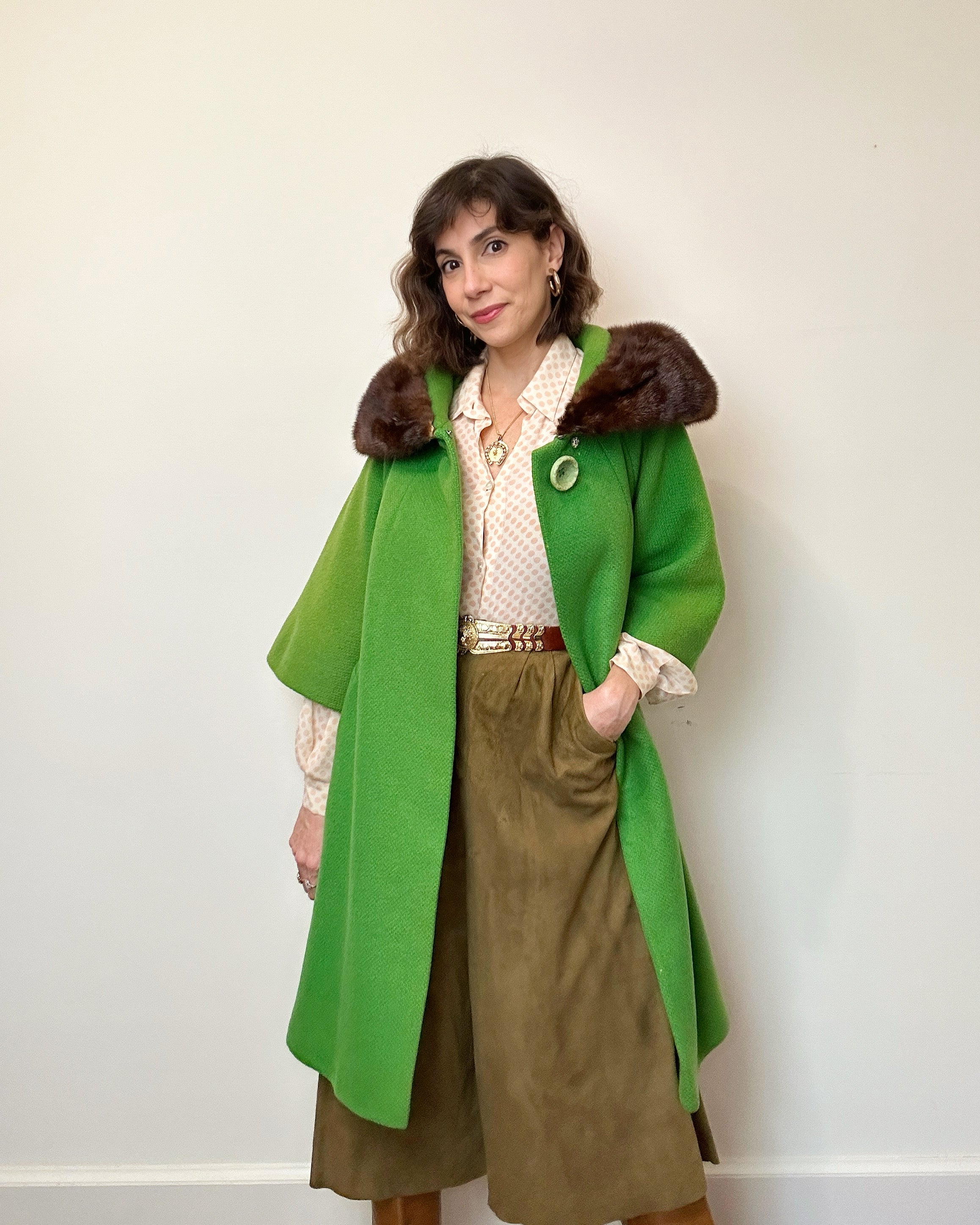 1950s Lilli Ann Swing Coat with Mink Collar