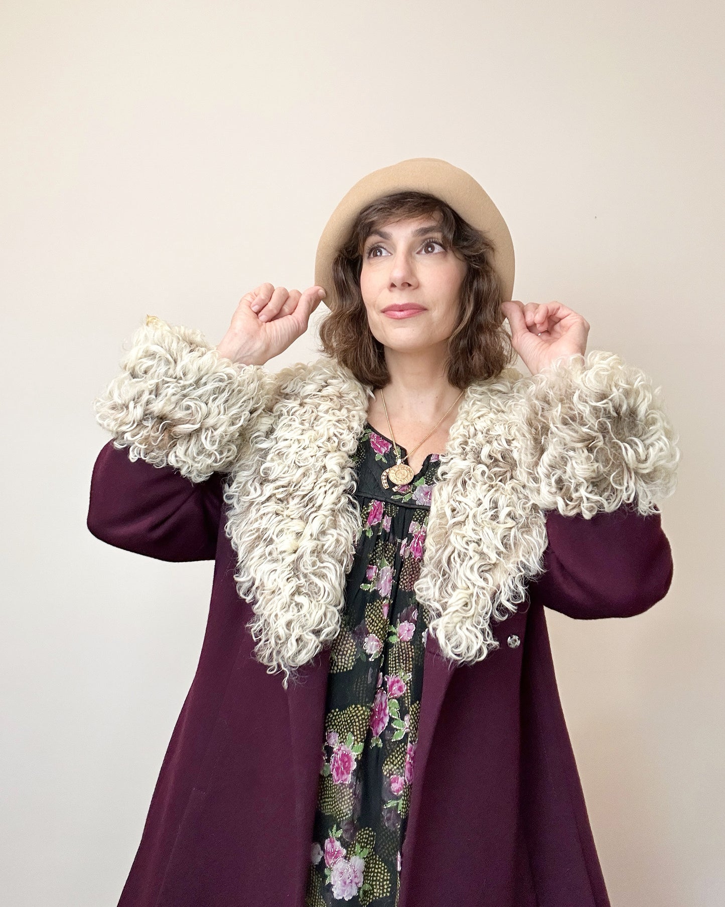 1960s Saks Fifth Avenue Merlot Wool Penny Lane Coat