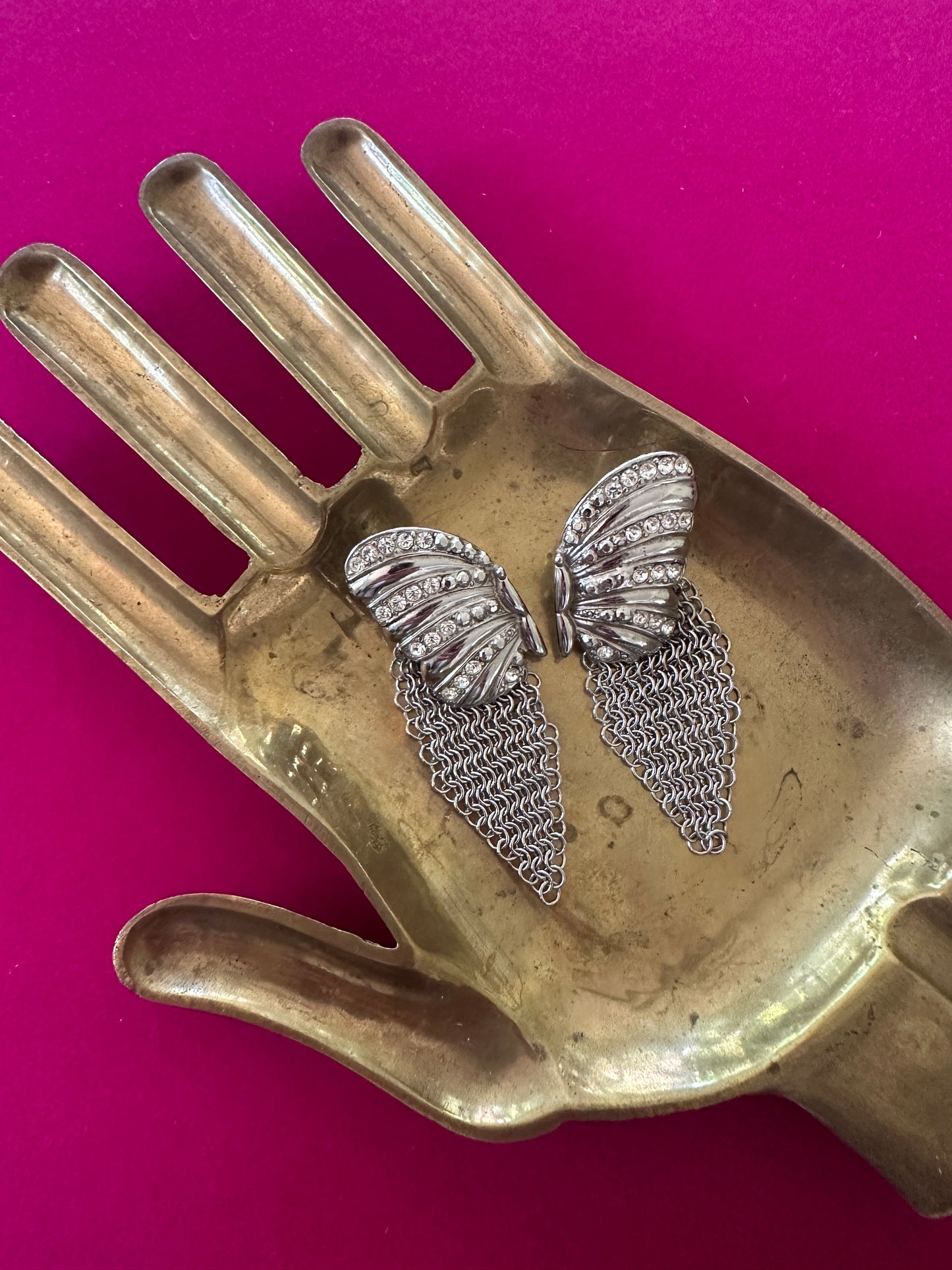 Vintage 80s Whiting & Davis Butterfly Earrings