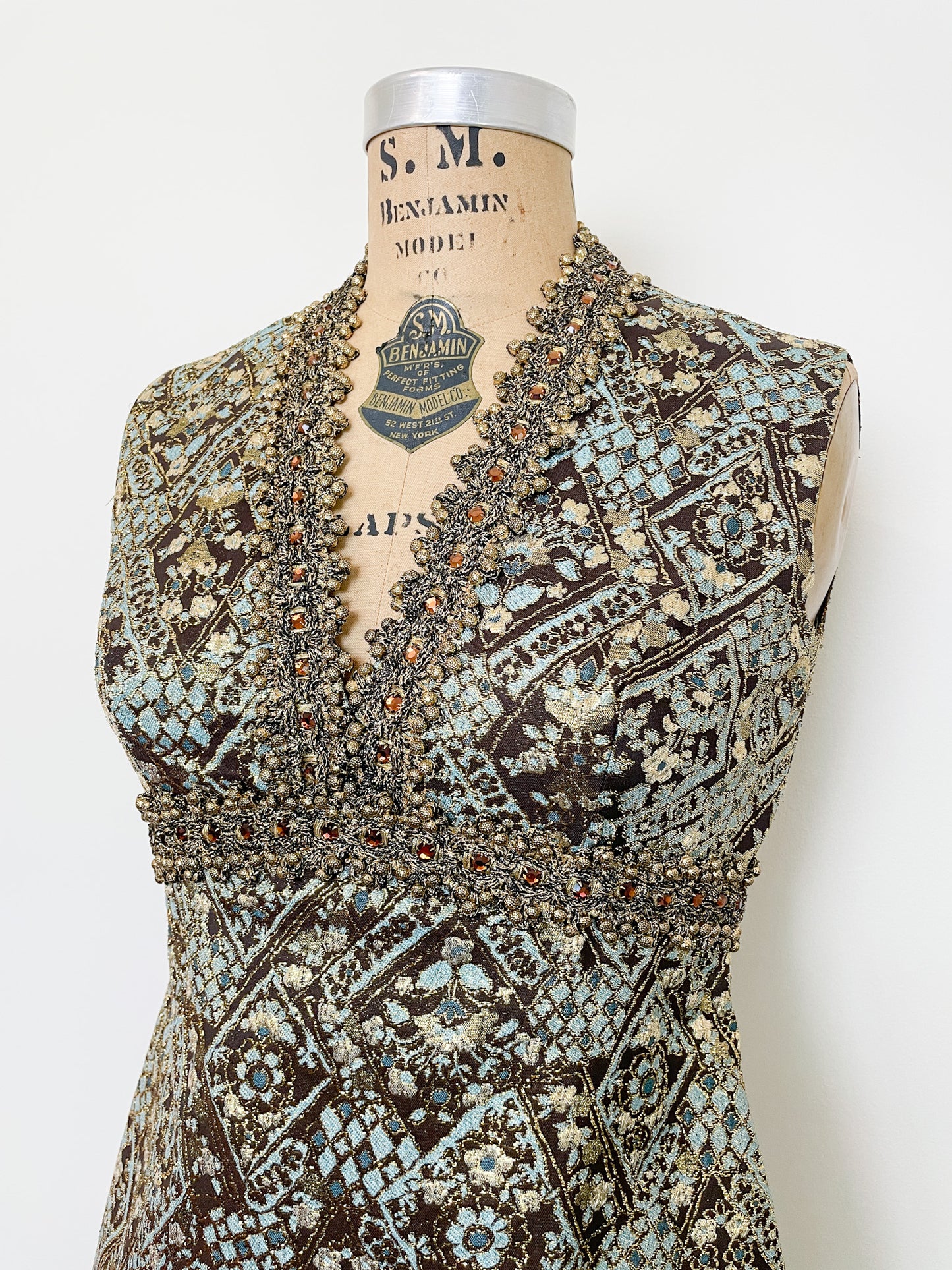 1960s Oscar De La Renta Metallic Brocade Coat & Dress Ensemble