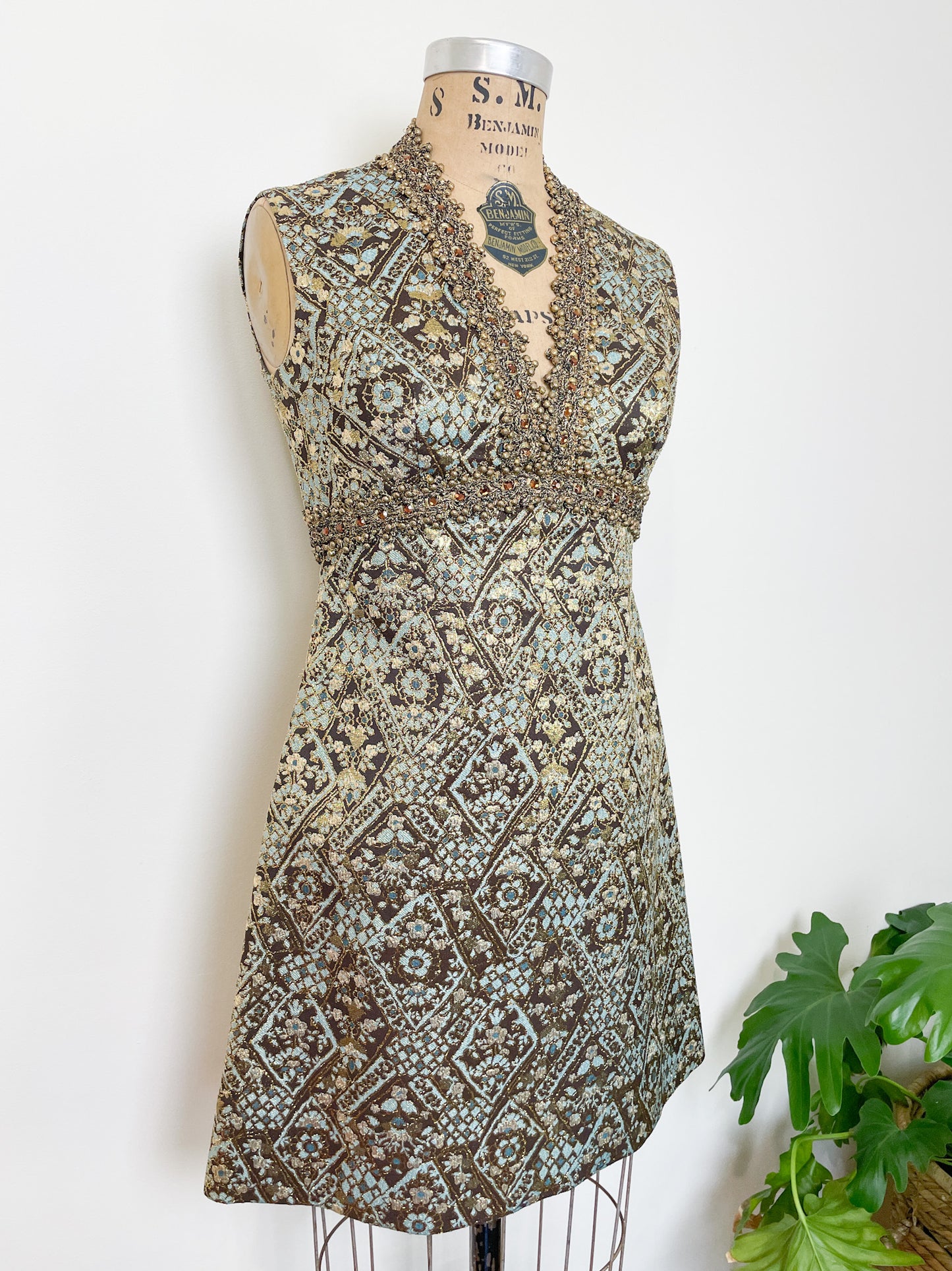 1960s Oscar De La Renta Metallic Brocade Coat & Dress Ensemble