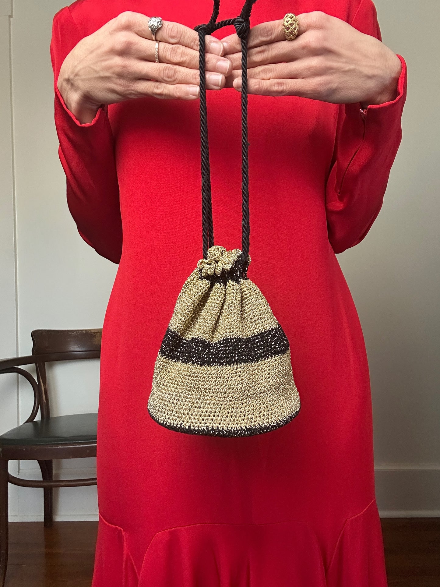 1980s Pauline Trigere Jersey Flounce Dress