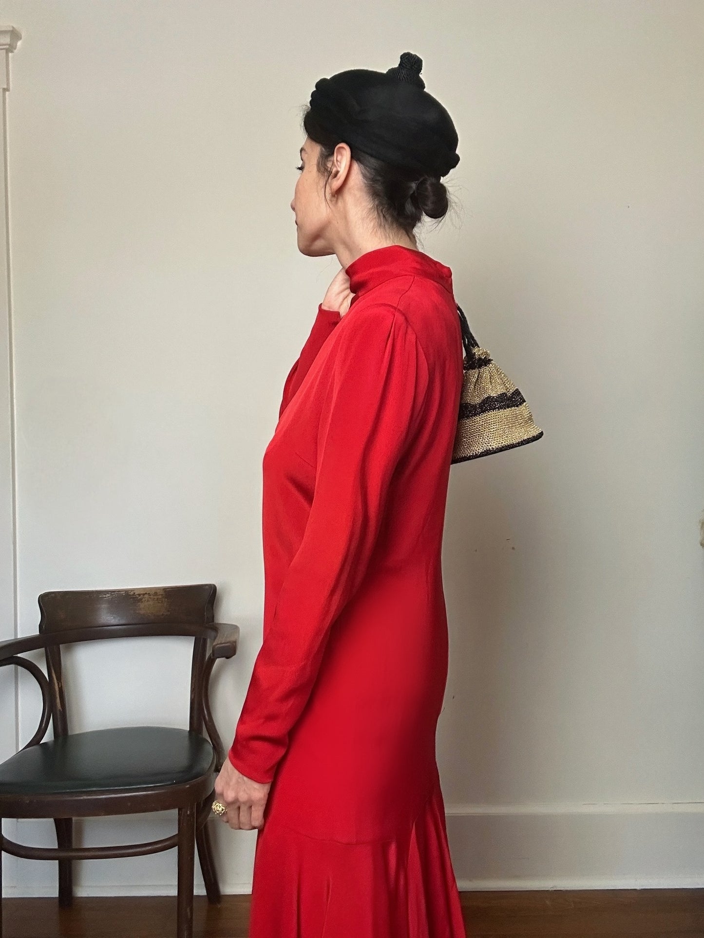 1950s Italian Cashmere Pointed Pillbox Hat