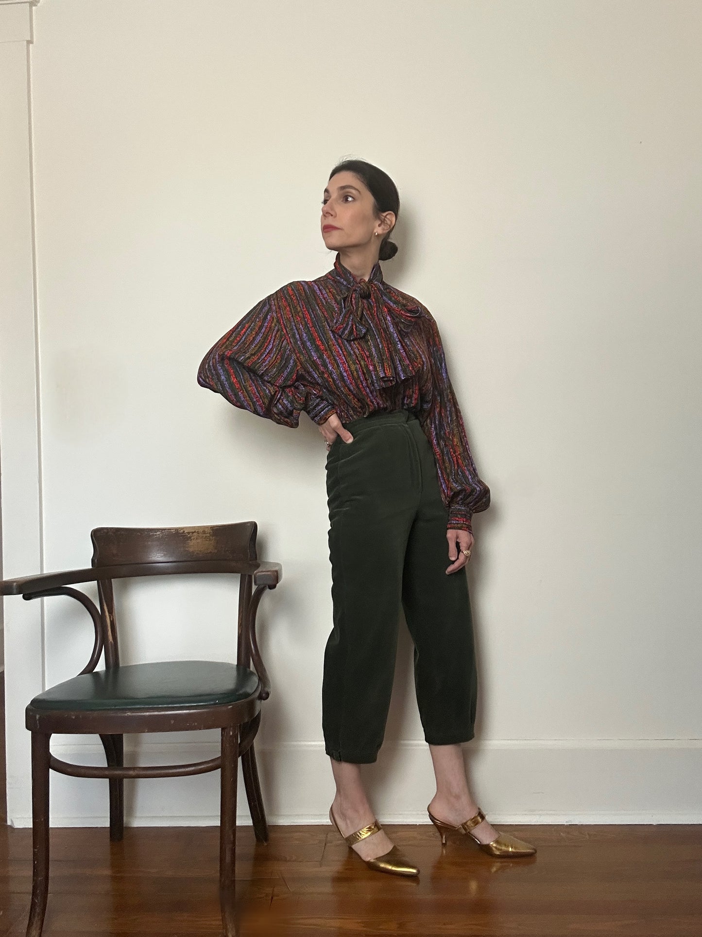 1970s Yves Saint Laurent Rive Gauche Silk Pussy Bow Blouse