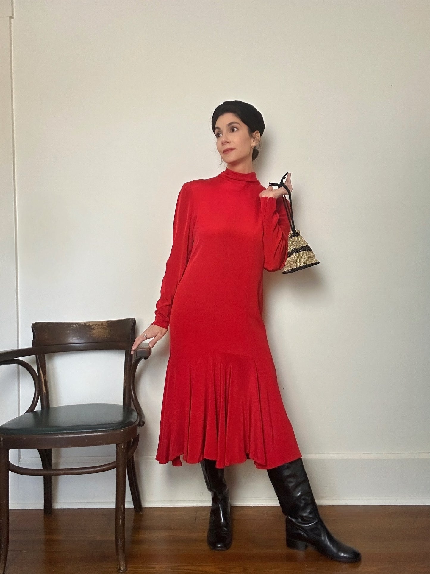 1960s Metallic Woven Drawstring Bag