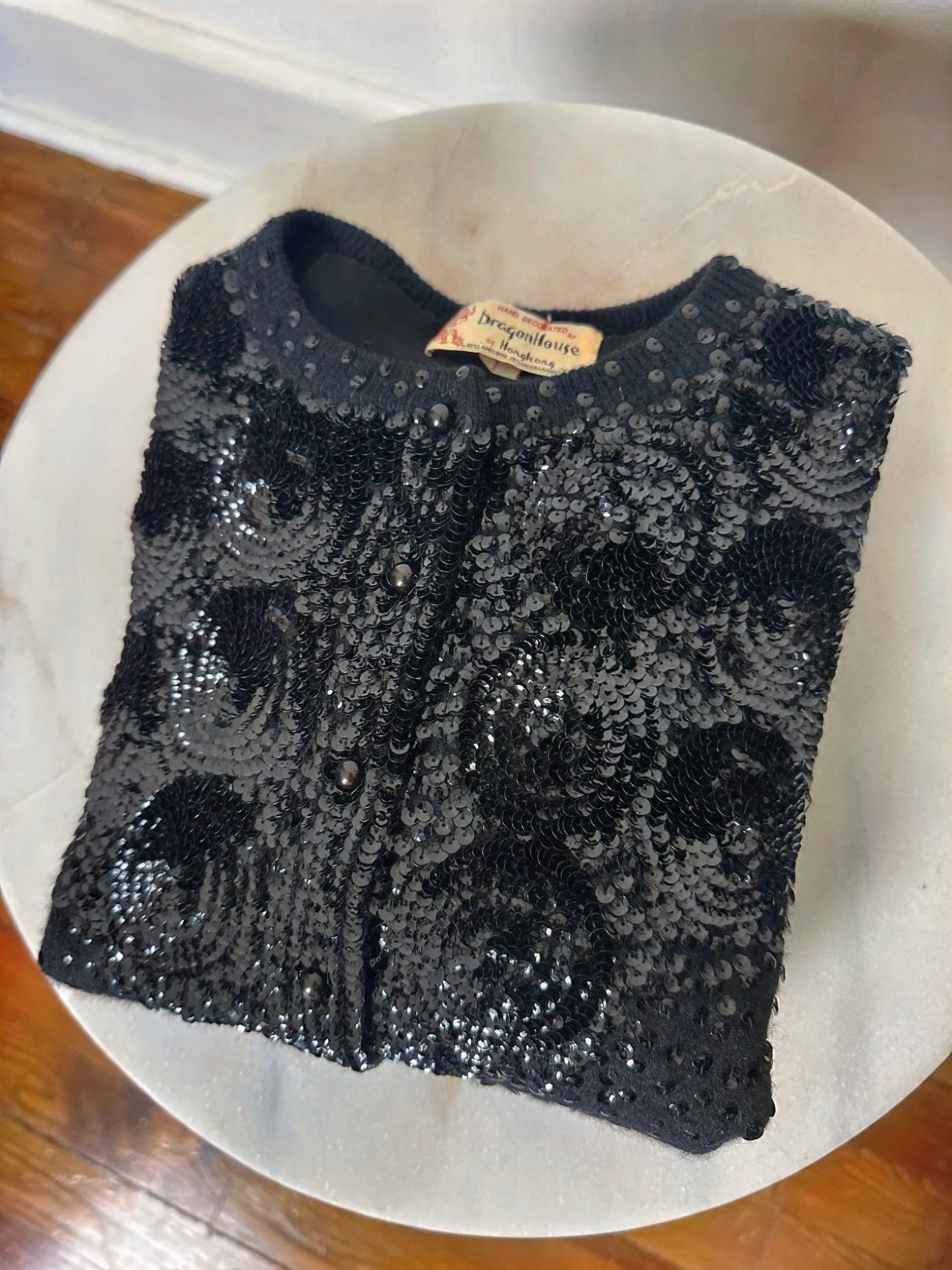 1950s Handbeaded Lambswool & Angora Cardigan