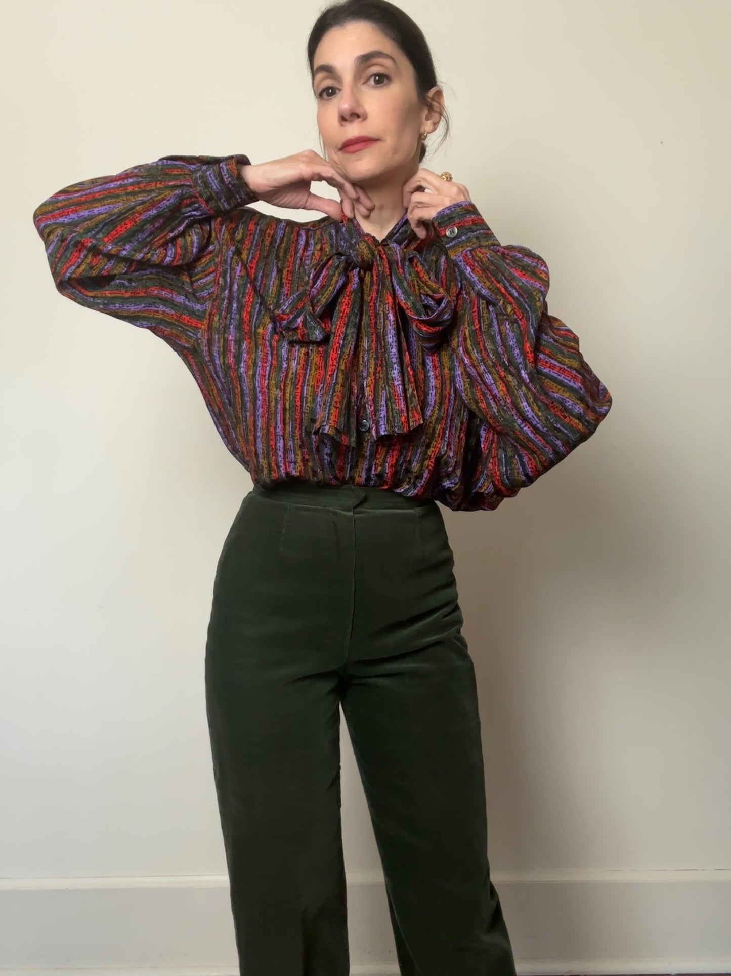 1970s Yves Saint Laurent Rive Gauche Silk Pussy Bow Blouse