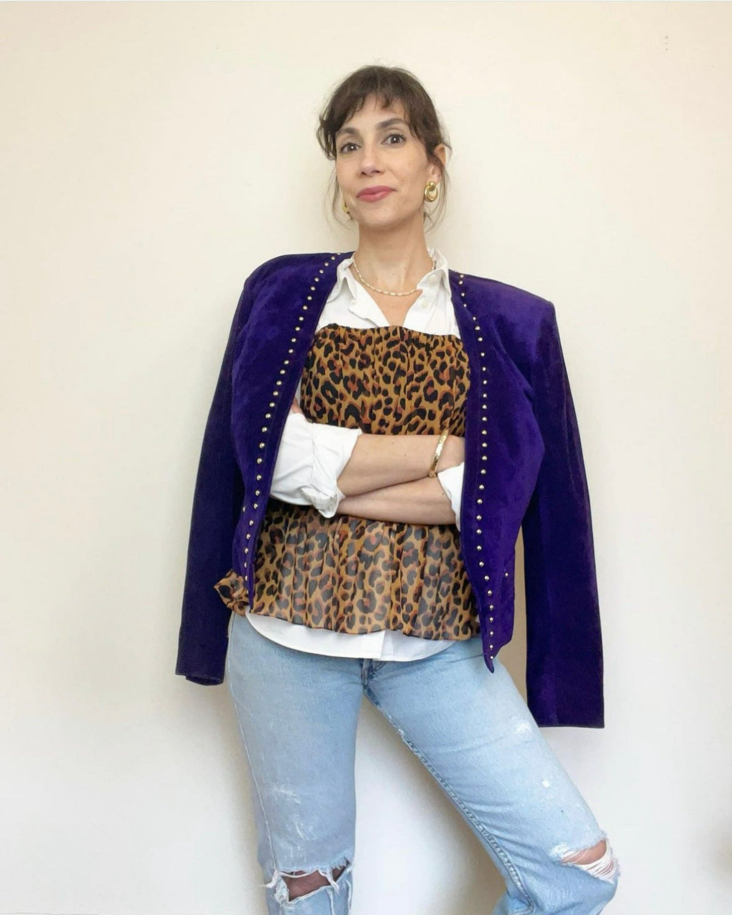 F/W 89-90 Yves Saint Laurent Rive Gauche Suede Studded Jacket