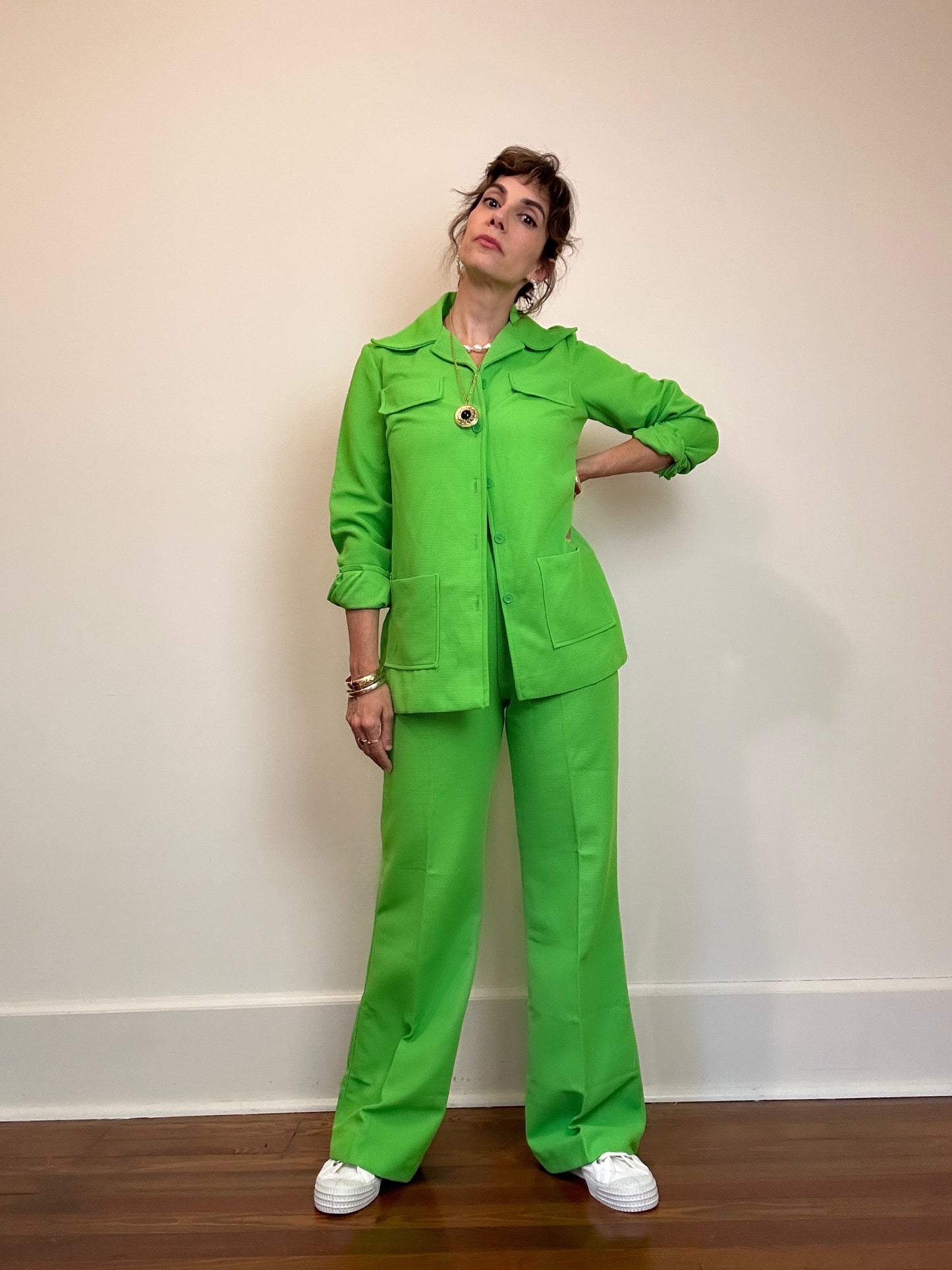 1970s Bright Lime Green Leisure Set