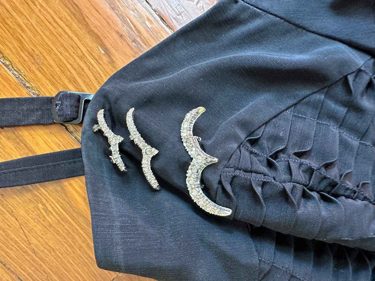 1950s Catalina Ruched Swimsuit with Rhinestone Seagull Pins