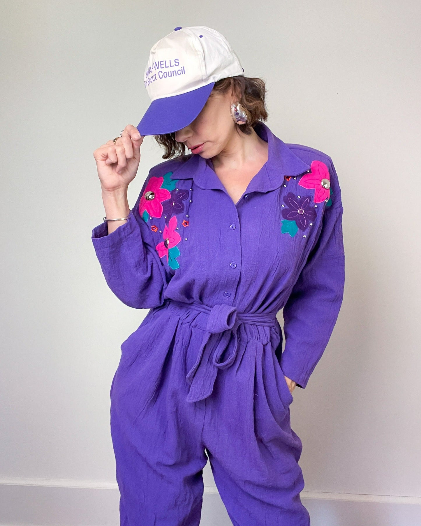 1980s Purple Embellished Jumpsuit