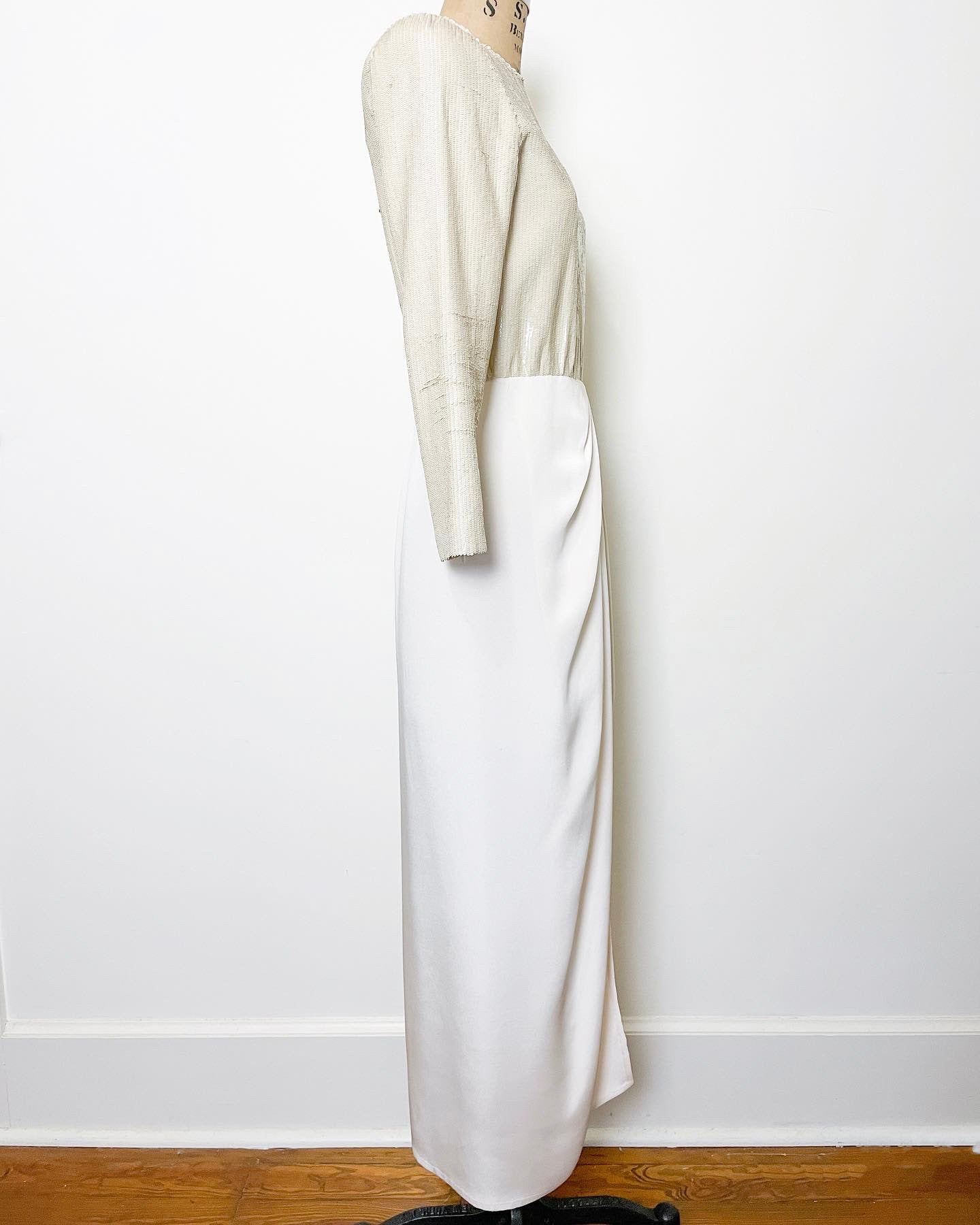 1970s Bill Blass Color Block Sequin Gown