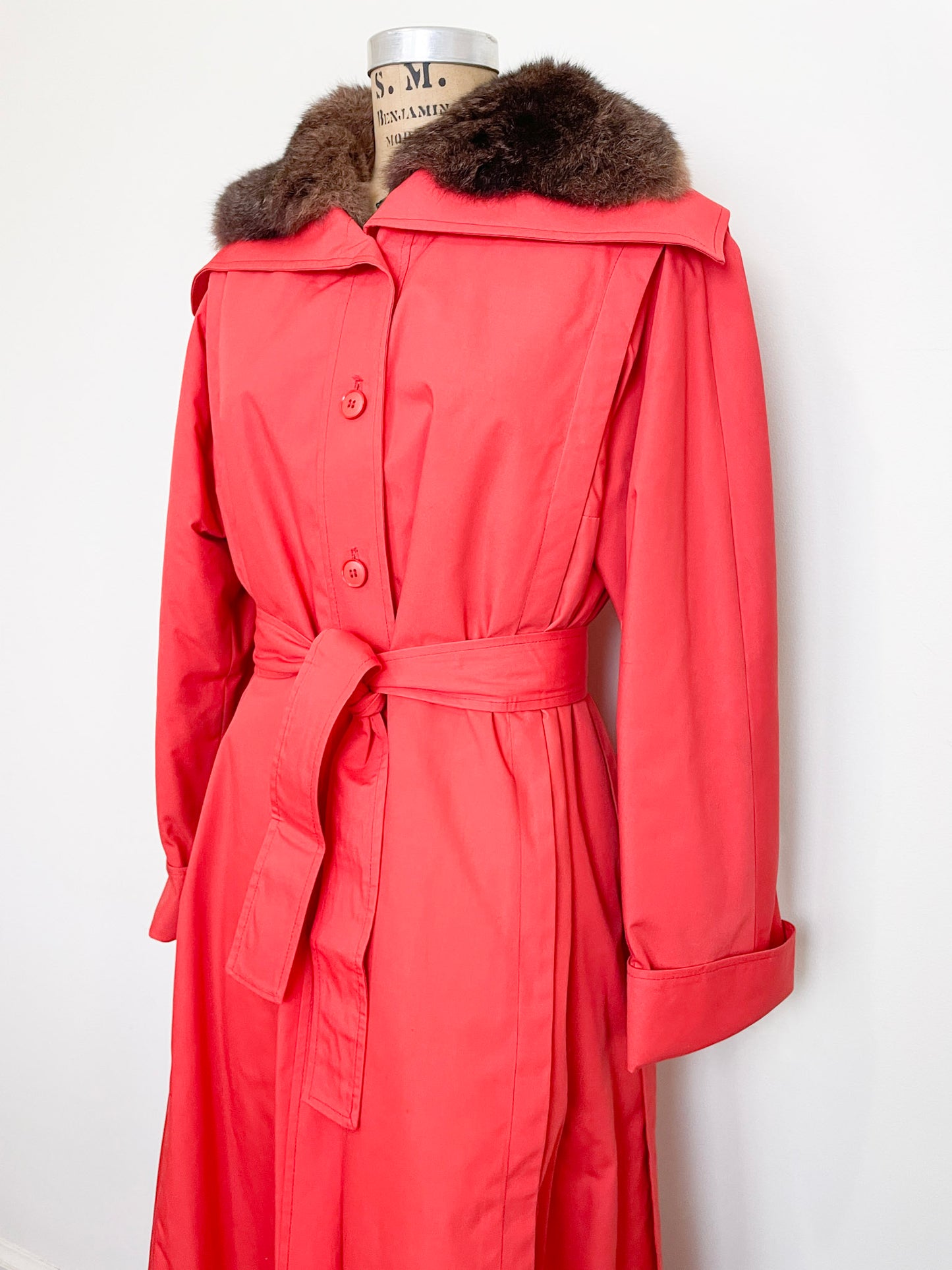 1970s Diane Von Furstenberg Trench Coat with Fur Collar