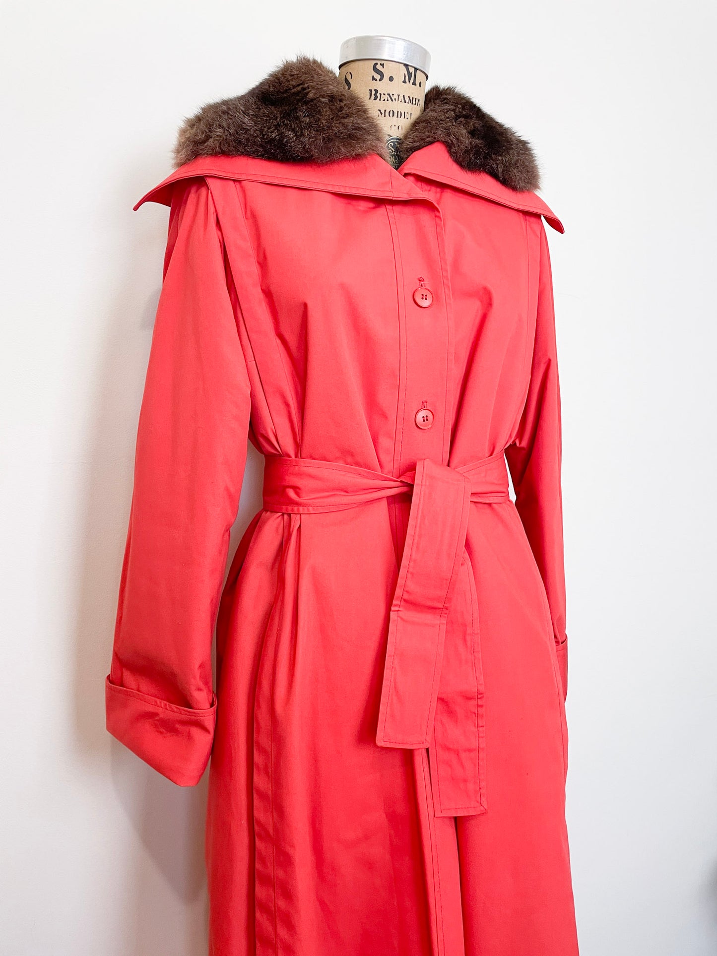 1970s Diane Von Furstenberg Trench Coat with Fur Collar