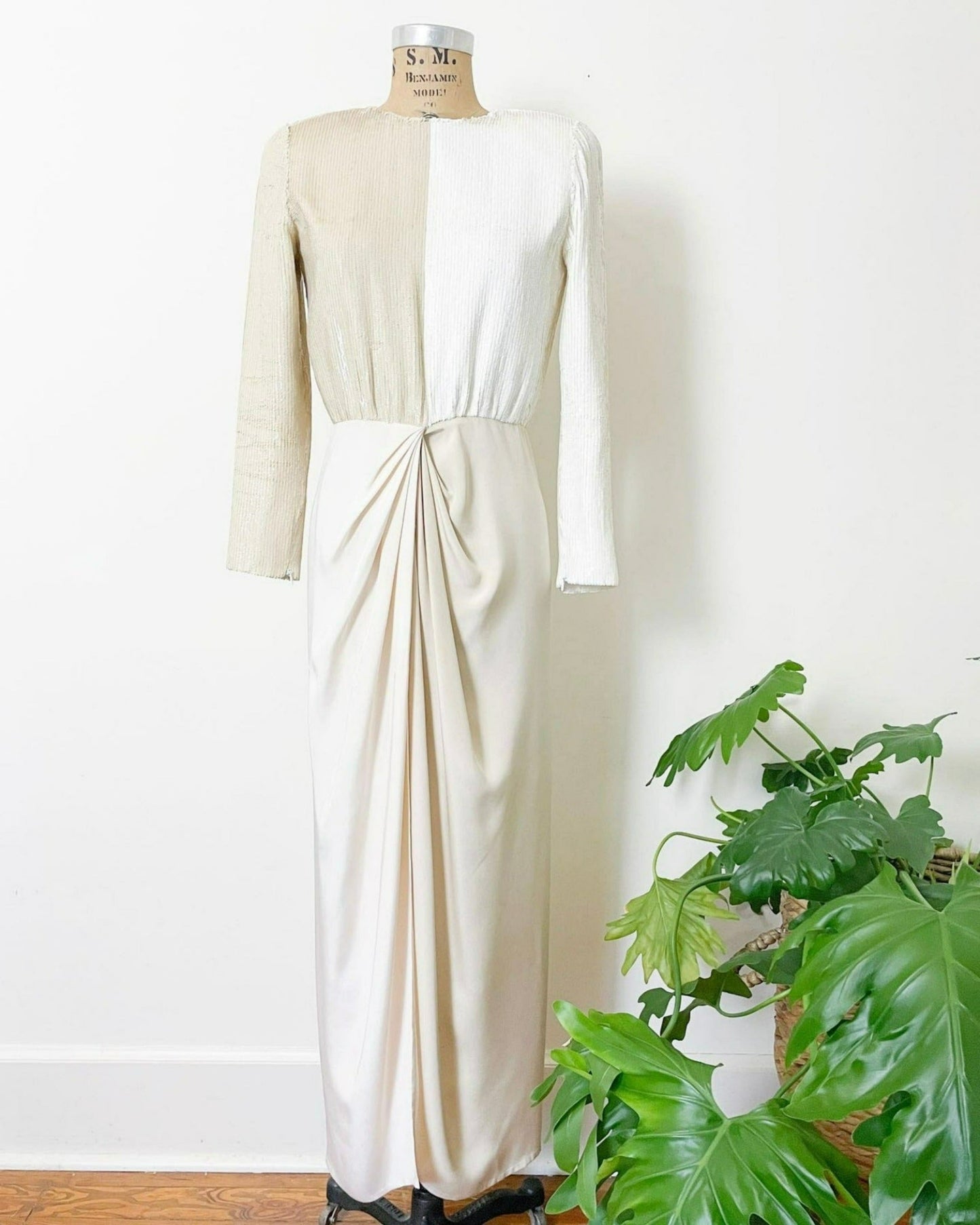 1970s Bill Blass Color Block Sequin Gown