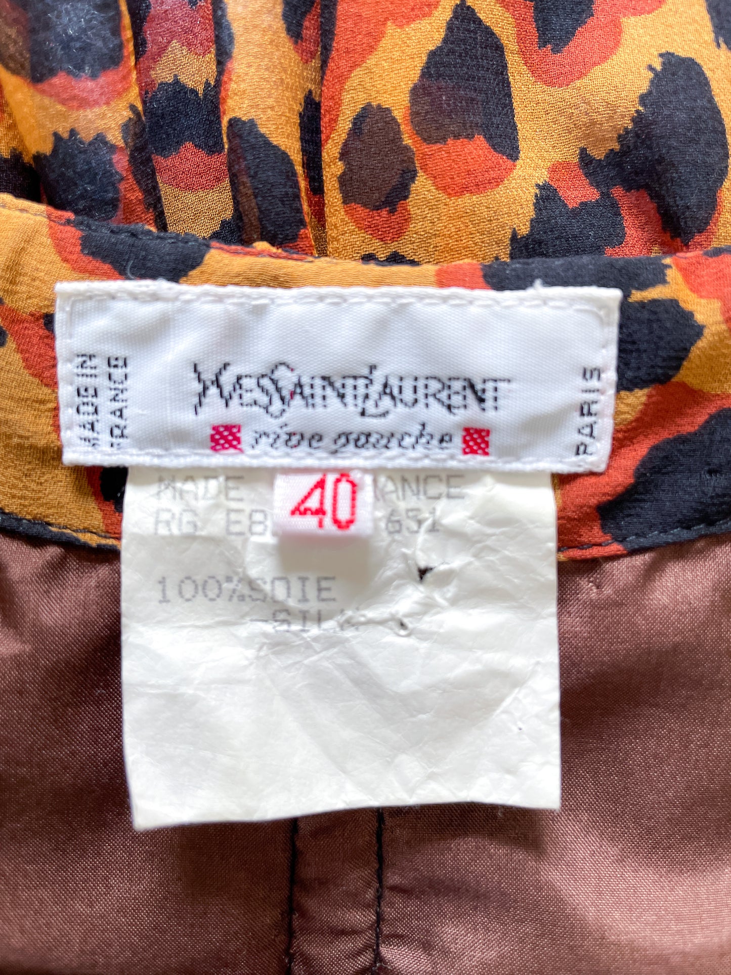 1980s Yves Saint Laurent Rive Gauche Leopard Silk Chiffon Bustier