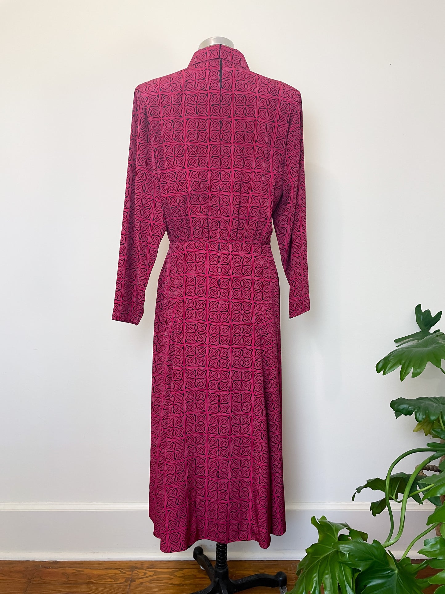 1980s Chloe Geometric Print Silk Dress