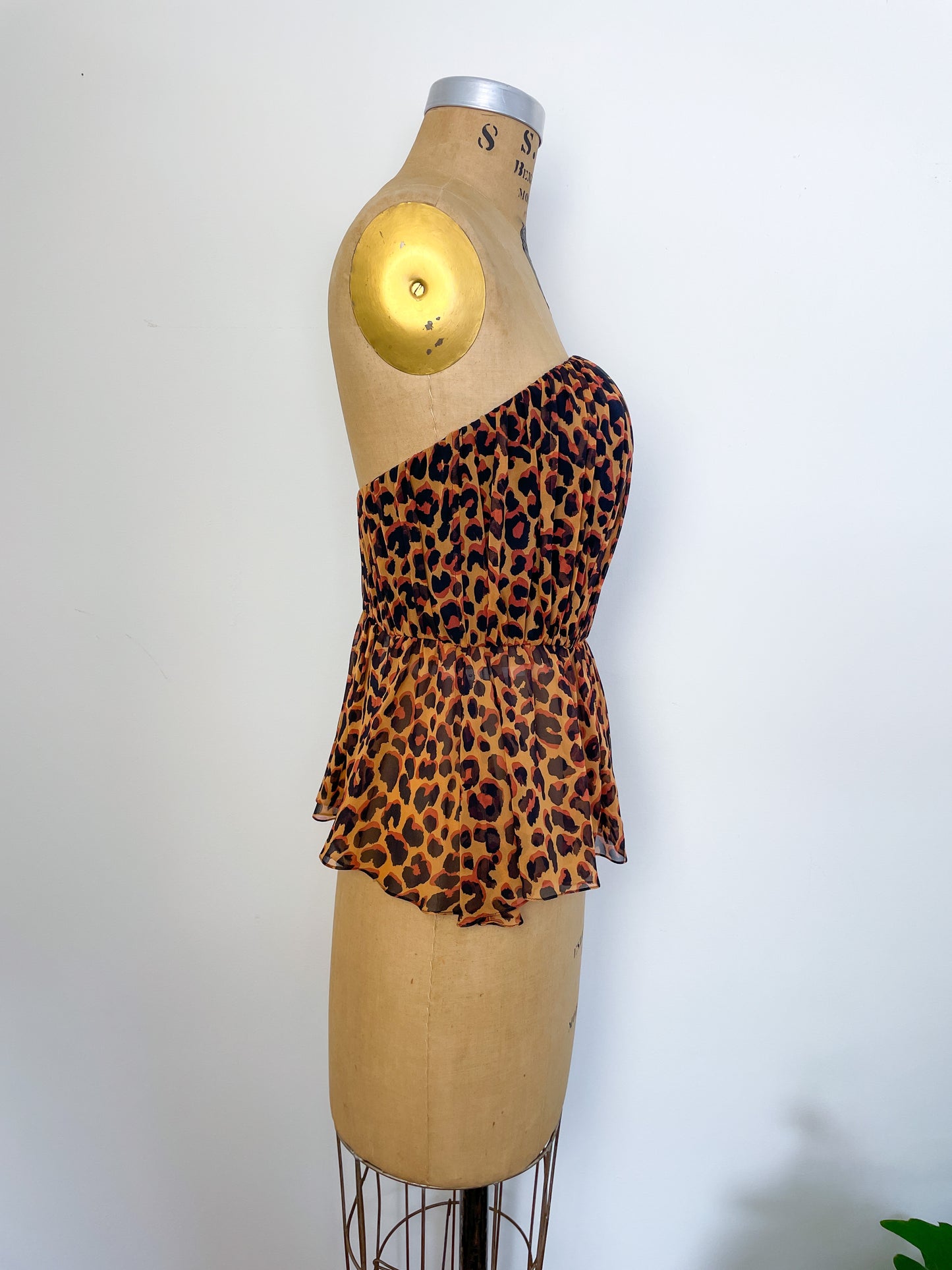 1980s Yves Saint Laurent Rive Gauche Leopard Silk Chiffon Bustier