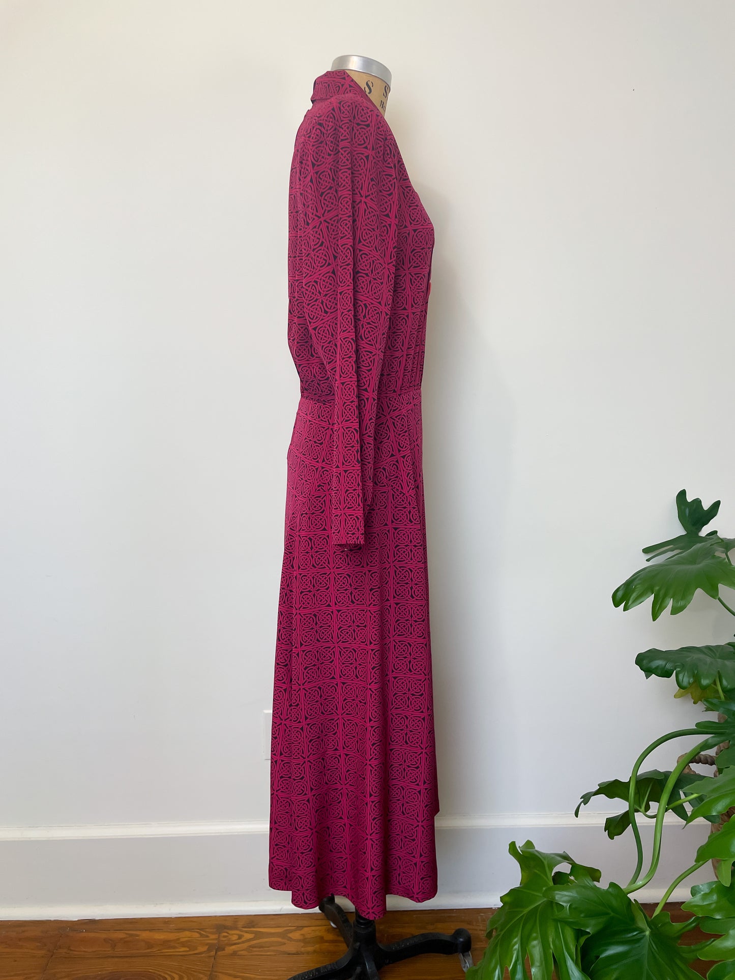 1980s Chloe Geometric Print Silk Dress